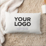 Personalized Logo and Text Corporate Lumbar Pillow<br><div class="desc">Easily personalize this Personalized Logo and Text Corporate Lumbar Pillow with text, company, coordinates or house name, and business logo, photo or any image. A simple business design in cute lavander pastel purple and white colors fully customizable, grunge distressed typewriter font for a modern, warm, professional and clear look. The...</div>