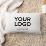 Personalized Logo and Text Corporate Lumbar Pillow<br><div class="desc">Easily personalize this Personalized Logo and Text Corporate Lumbar Pillow with text, company, coordinates or house name, and business logo, photo or any image. A simple business design in dark green and white colors fully customizable, grunge distressed typewriter font for a modern, warm, professional and clear look. The logo lumbar...</div>