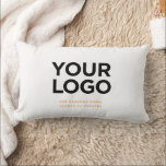 Personalized Logo and Text Corporate Lumbar Pillow<br><div class="desc">Easily personalize this Personalized Logo and Text Corporate Lumbar Pillow with text, company, coordinates or house name, and business logo, photo or any image. A simple business design in orange and white colors fully customizable, grunge distressed typewriter font for a modern, warm, professional and clear look. The logo lumbar pillow...</div>