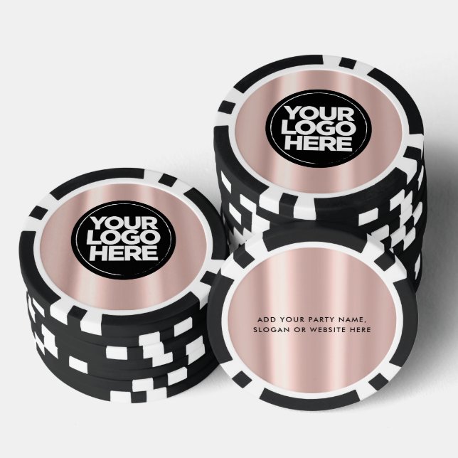 Personalized Logo and Text Cute Pink Poker Chips (Stack)