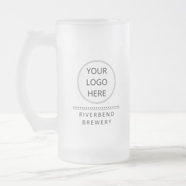 Personalized Logo And Text Frosted Glass Beer Mug (Left)