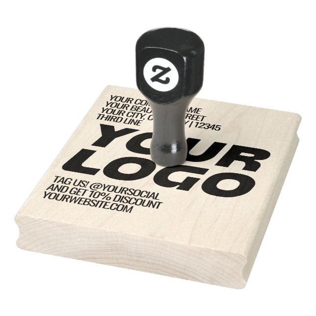 Personalized Logo and Text Large Rubber Stamp (Stamp)