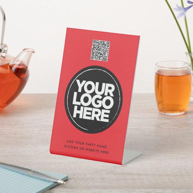 Personalized Logo and Text Simple Qr Code Pedestal Sign (In SItu)