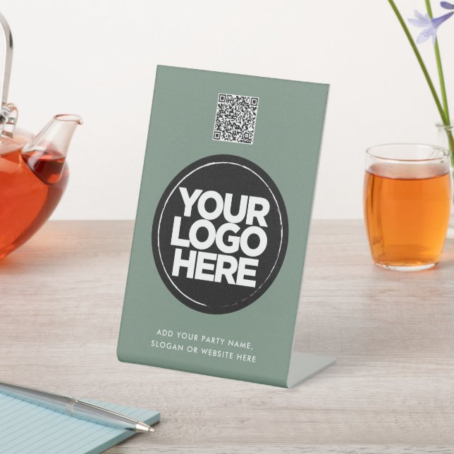 Personalized Logo and Text Simple Qr Code Pedestal Sign (In SItu)