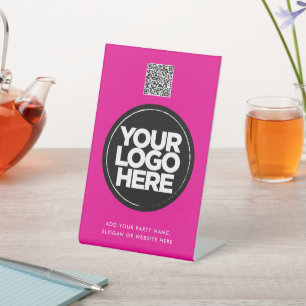 Personalized Logo and Text Simple Qr Code Pedestal Sign