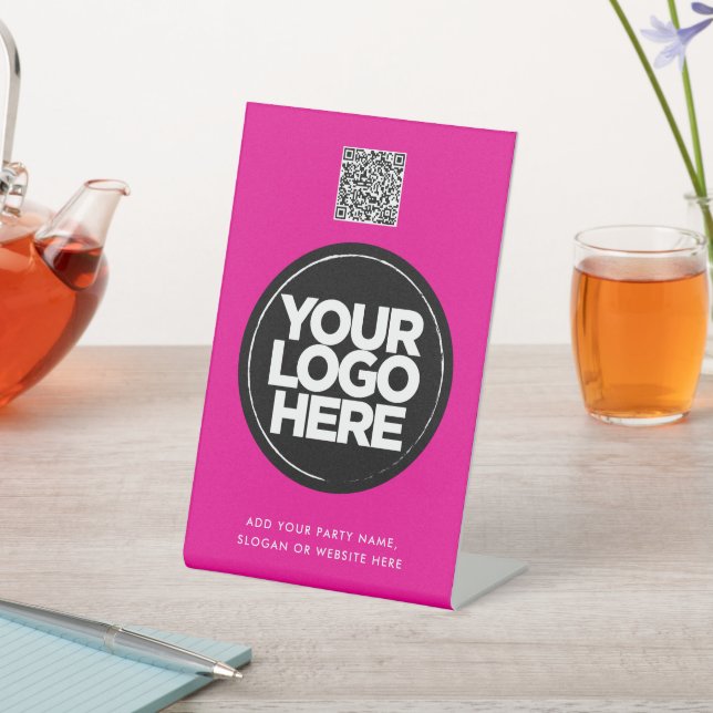 Personalized Logo and Text Simple Qr Code Pedestal Sign (In SItu)
