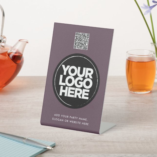 Personalized Logo and Text Simple Qr Code Pedestal Sign (In SItu)