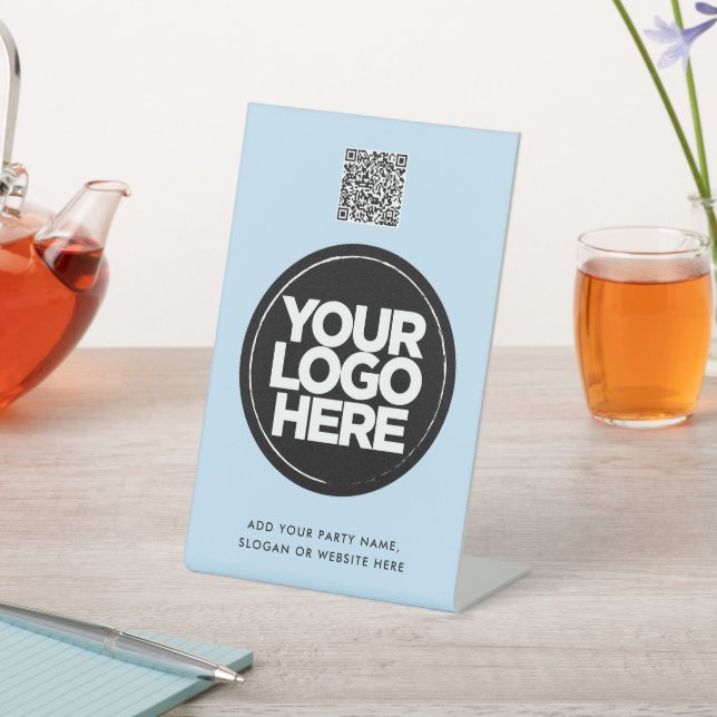 Personalized Logo and Text Simple Qr Code Pedestal Sign (In SItu)