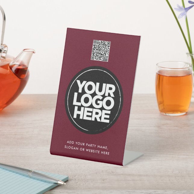 Personalized Logo and Text Simple Qr Code Pedestal Sign (In SItu)