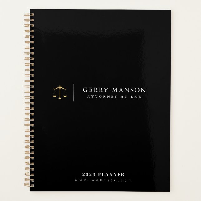 personalized logo black business planner (Front)