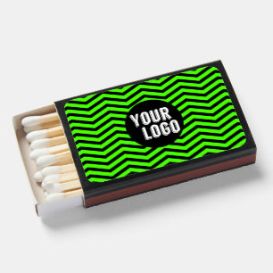 Personalized Logo Black & Green Chevron Branded Matchboxes