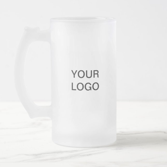 Personalized Logo Business Company Script Beer Frosted Glass Beer Mug (Left)