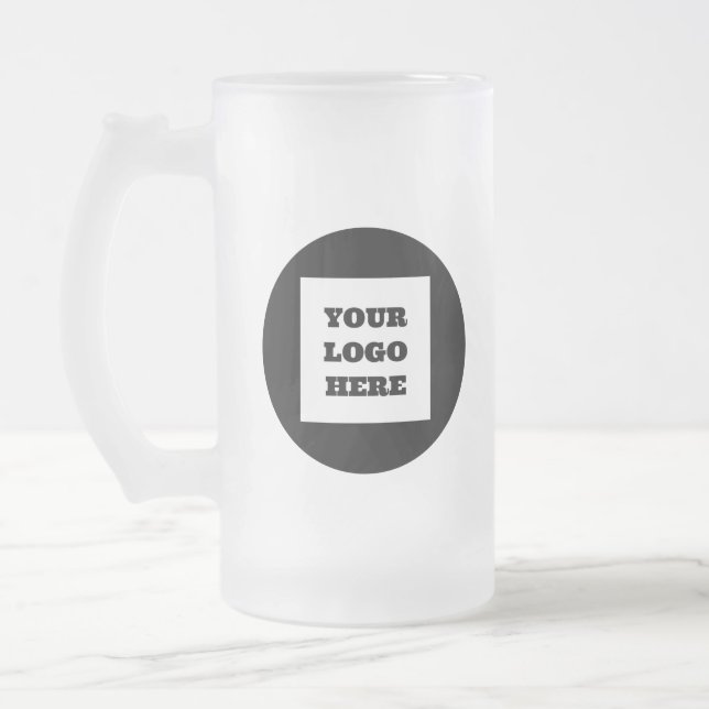 Personalized Logo Business Company Script Beer Frosted Glass Beer Mug (Left)