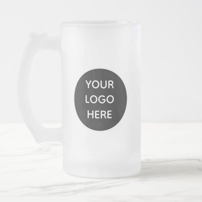 Personalized Logo Business Company Script Beer Frosted Glass Beer Mug (Left)