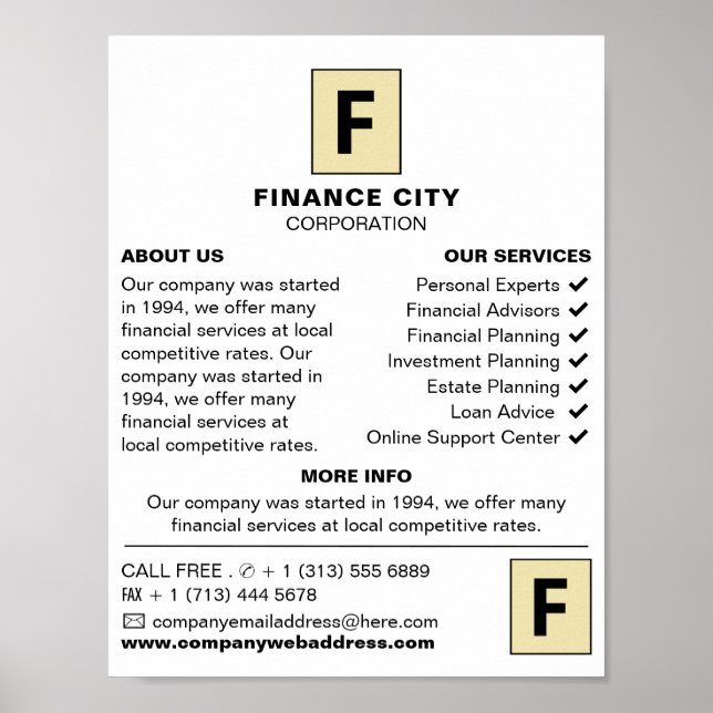 Personalized Logo, Business & Finance Advertising Poster (Front)