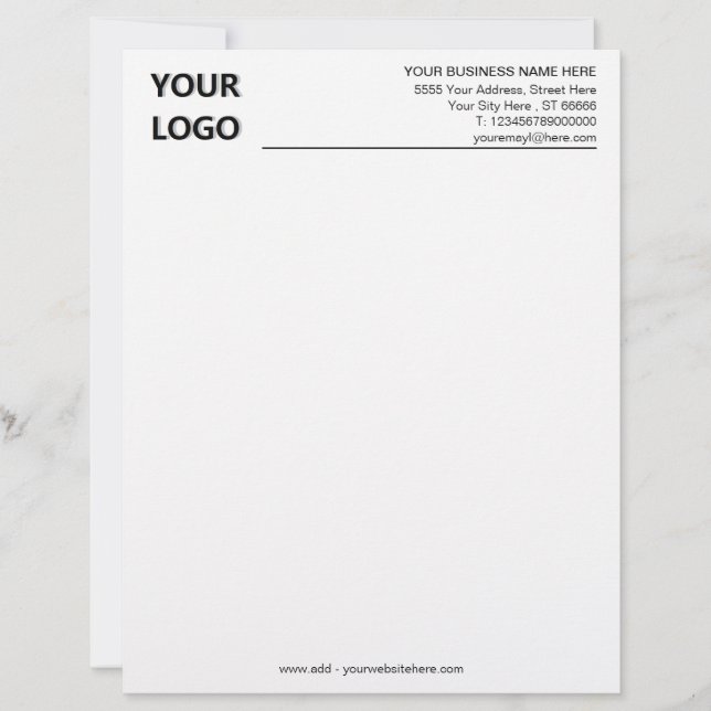Personalized Logo Business Name Info Letterhead (Front)