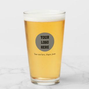 Personalized Logo Business Text Black Script Beer Glass