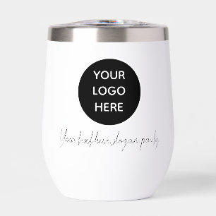 Personalized Logo Business Text Black Script Thermal Wine Tumbler