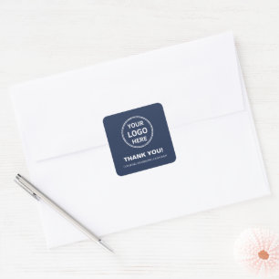 Personalized Logo Business Thank You Navy Blue Square Sticker