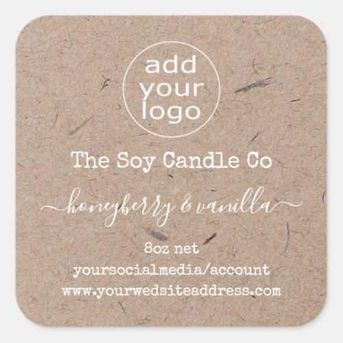 Personalized logo candle label on kraft paper 