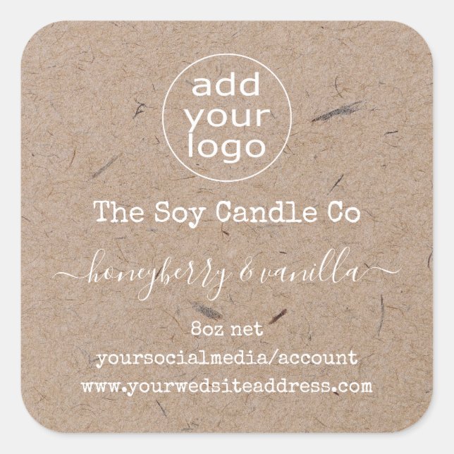 Personalized logo candle label on kraft paper  (Front)