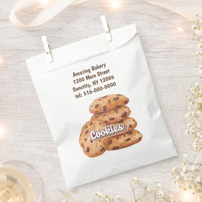 Personalized Logo Chocolate Cookies Bakery, Baker  Favor Bag (Clipped)