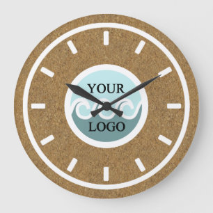 Personalized logo cork wood large clock