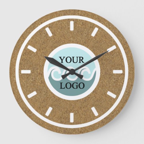 Personalized logo cork wood large clock