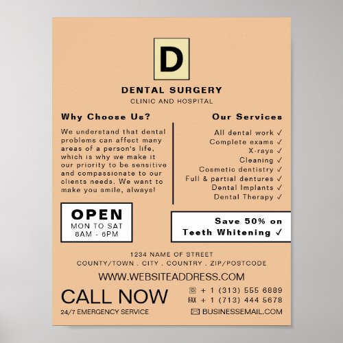 Personalized Logo Dentistry Dentist Advertising Poster