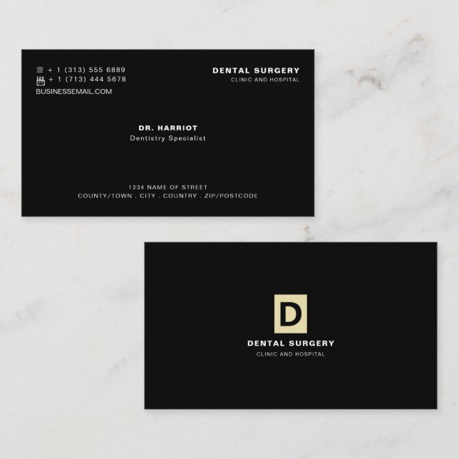 Personalized Logo, Dentistry, Dentist Business Card (Front/Back)