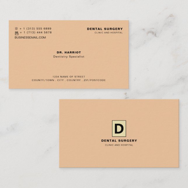 Personalized Logo, Dentistry, Dentist Business Card (Front/Back)