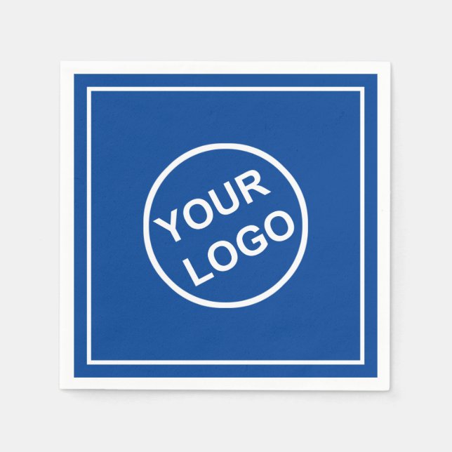 Personalized logo Elegant Blue White Paper Napkins (Front)