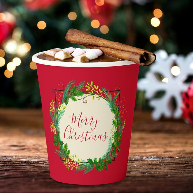 Personalized Logo Elegant Branded Merry Christmas Paper Cups (Creator Uploaded)