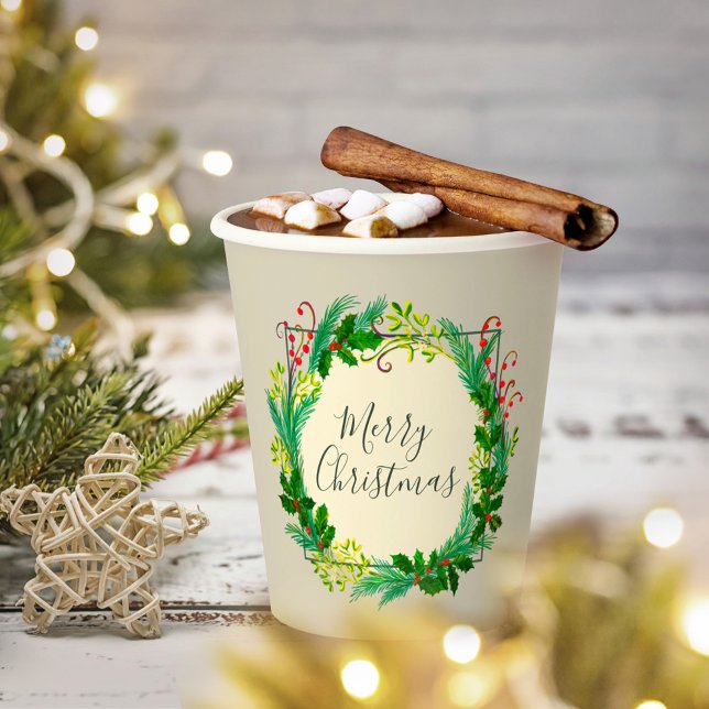Personalized Logo Elegant Branded Merry Christmas Paper Cups (Creator Uploaded)