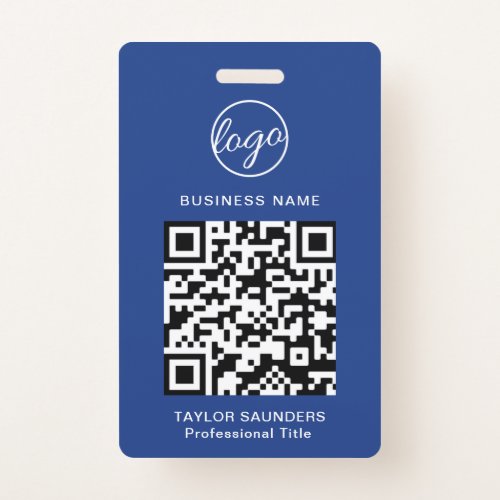 Personalized Logo Employee QR Code Blue ID Badge