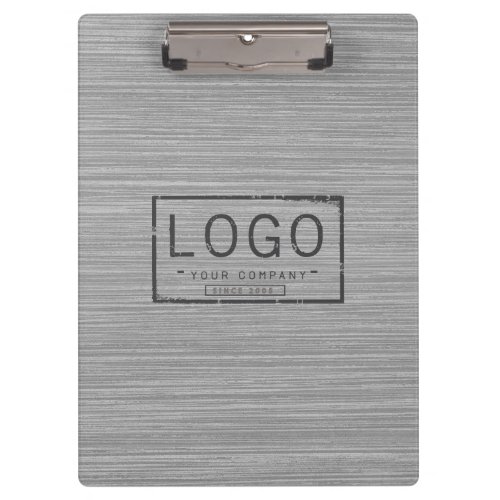 Personalized logo grey woodgrain clipboard