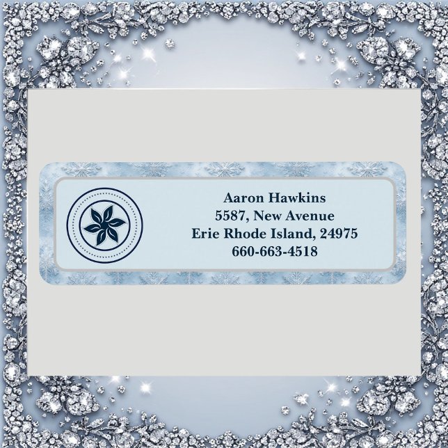 Personalized Logo Ice Blue Frost Snowflake Border Label (Personalized Logo Ice Blue Frost Snowflake Border Label)