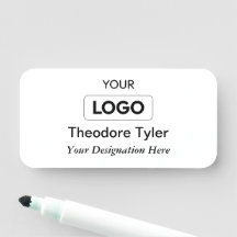 Personalized Logo Name Tag - Satin Gray Gradient