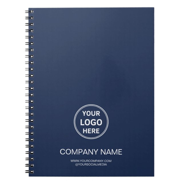 Personalized Logo Navy Blue Corporate Business Notebook (Front)