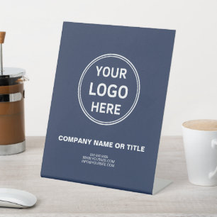 Personalized Logo Navy Blue Promotional Business Pedestal Sign