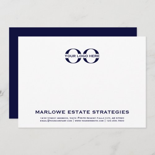 Personalized Logo Navy Note Card