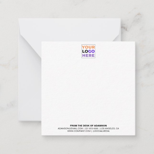 Personalized Logo No Minimum | Custom Office Note Card (Front)