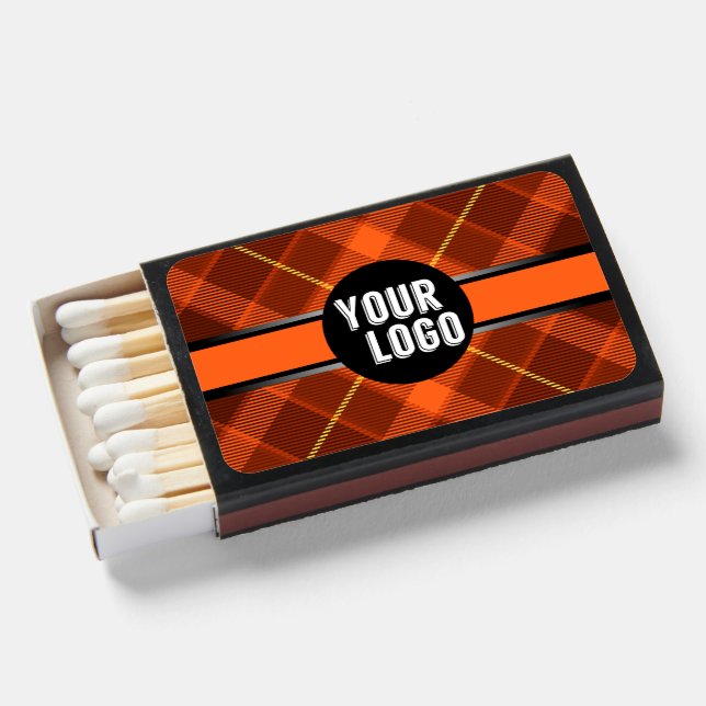 Personalized Logo Orange Pattern Modern Branded Matchboxes (Front Open)