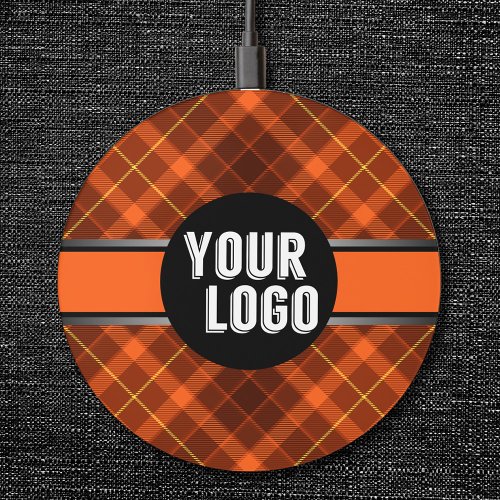    Personalized Logo Orange Pattern Modern Branded Wireless Charger