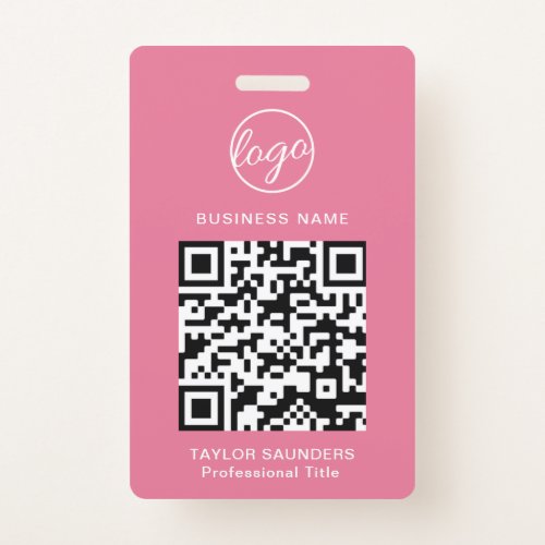 Personalized Logo Pink QR Code Employee Badge