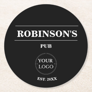 Personalized Logo Pub Bar Name Year Established Round Paper Coaster