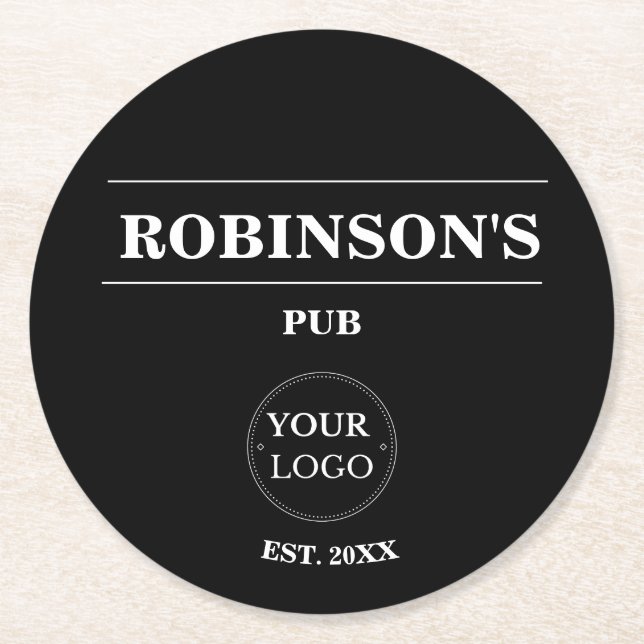 Personalized Logo Pub Bar Name Year Established  Round Paper Coaster (Front)