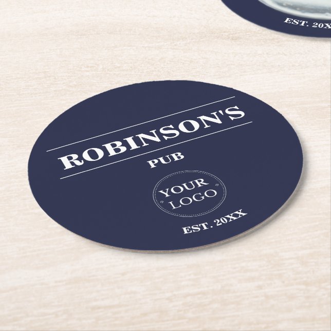 Personalized Logo Pub Bar Name Year Established  Round Paper Coaster (Angled)