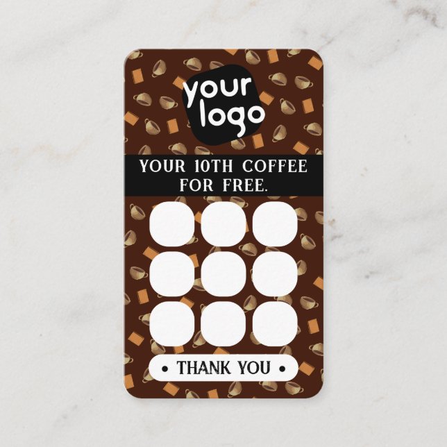    Personalized Logo & QR Code Coffee Loyalty Card (Front)