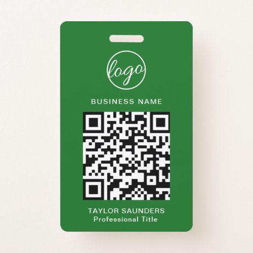 Personalized Logo QR Code Employee ID Green Badge
